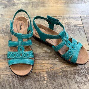 Clarks Turquoise Leather Sandals 7M